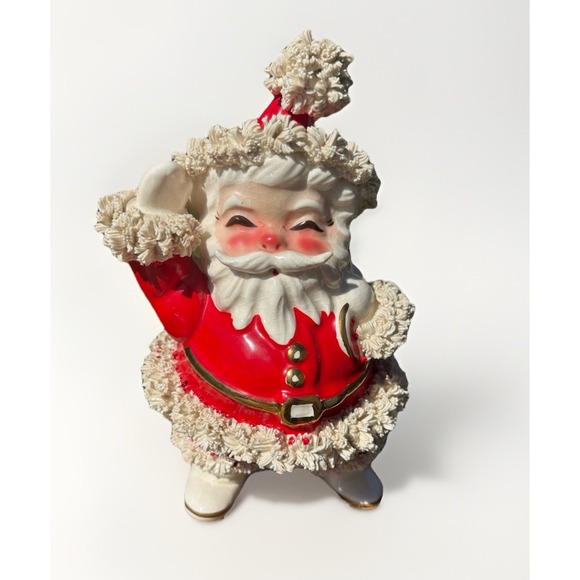 VINTAGE NAPCO SANTA CLAUS SPAGHETTI CERAMIC FIGURINE CHRISTMAS XMAS JAPAN RETRO - Picture 1 of 7